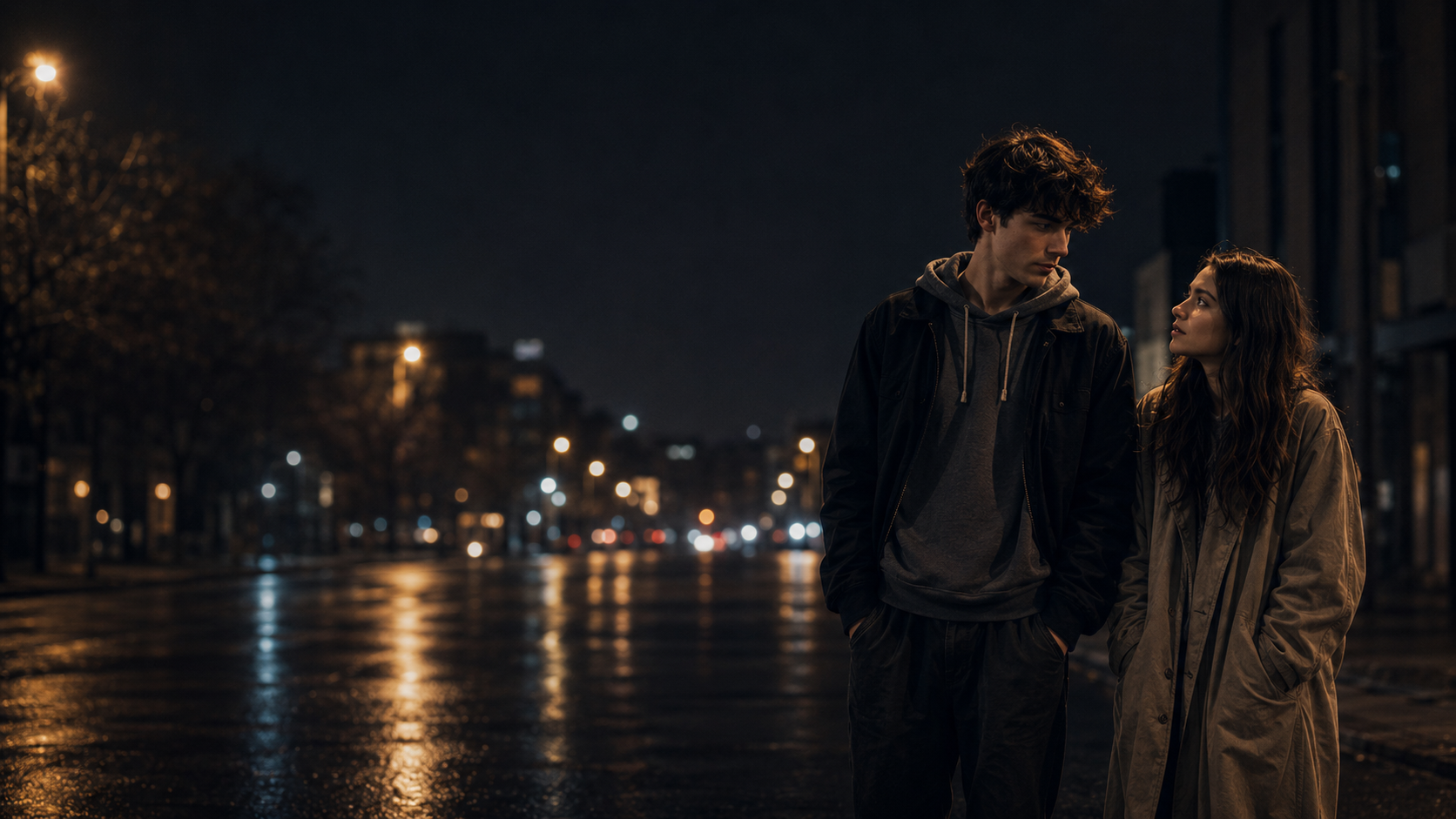 Timael & Elaia auf nasser Strasse
